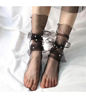 SIlonkové ponožky s perličkami 